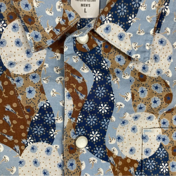 Patagonia Vintage Organic Cotton Button Down Short Sleeve Psycadellic 70s Style - Picture 8 of 8